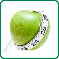 Apple with tape measure